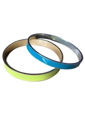 5/$25 😻 Colorblock Enamel Bangle Bracelets in Lime Green & Turquoise